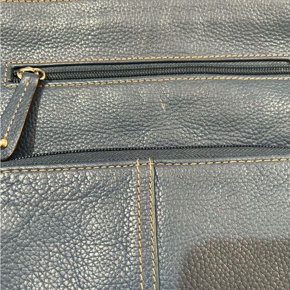 Tignanello blue Soft Leather Crossbody Bag Pleated Detail Silky Lining - Picture 11 of 11